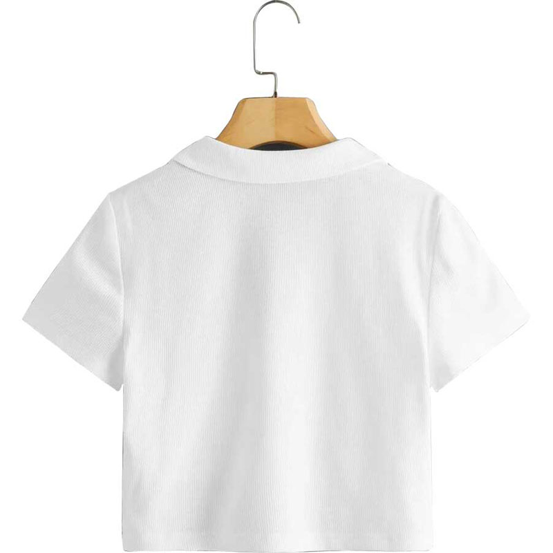 V-Neck Collar Crop Tee