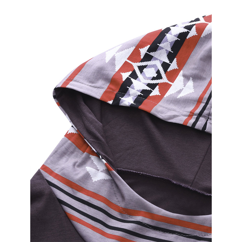 Plain Navy Contrast Pocket & Hood Printed Hoodies